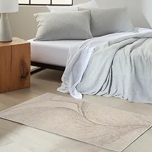Calvin Klein CK029 Captivating Ivory 3'2" x 5' Area Rug - Easy Clean, Non Shedding, Bed Room, Living Room, Dining Room, Kitchen (3' x 5')