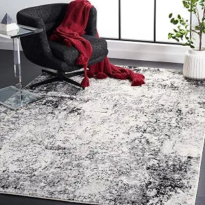 SAFAVIEH Area Rug 4x6 - Tulum Collection - Ivory & Black, Modern Abstract Design, Non-Shedding & Easy to Clean, Ideal for Living Room, Bedroom, Dining Space (TUL284A)