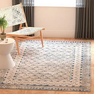 SAFAVIEH Brentwood Collection Area Rug - 3' Square, Light Grey & Blue, Traditional Oriental Distressed Design, Non-Shedding & Easy Care, Ideal for High Traffic Areas in Living Room, Bedroom (BNT899G)