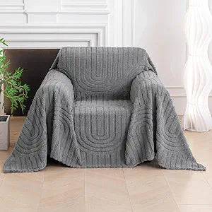 HAOMAIJIA Non Slip Pet Couch Covers for Sofa, Washable Sofa Covers for 2 Cushion Couch Soft Plush Sectional Couch Covers L Shape Furniture Protector for Kids Dogs (Grey, 71"x91")