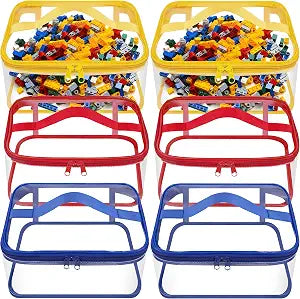 6 Packs Clear Toy Storage Bag, Waterproof PVC Toy Organized Bag with Zipper