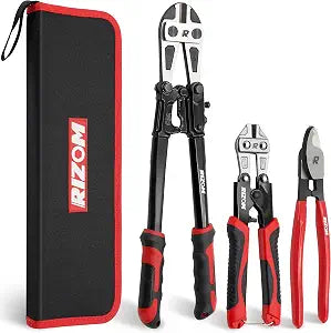 RIZOM 3-Piece Bolt Cutter Pliers Set, 14" Heavy Duty Bolt Cutter, 8" Mini Bolt Cutter, 8" Wire Cable Cutter with Carrying Bag, Cr-V Blade for Cutting Locks, Steel Wire, Barbed Wire, Chains