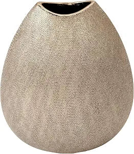 Decorative Table Vase for Home Decor Modern Ceramic Accent with Glam Metallic Finish, Stylish Centerpiece for Flower Arrangements on Dining Table, Shelf, or Entryway Console Display 11", Silver