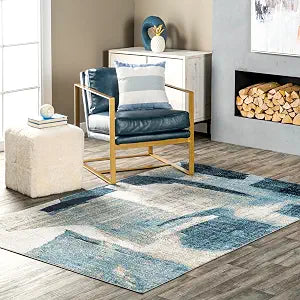 nuLOOM Sherri Blue Abstract Washable Area Rug, 3' x 5'