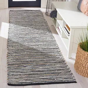SAFAVIEH Vintage Leather Collection Runner Rug - 2'3" x 9', Black & Ivory, Handmade, Ideal for High Traffic Areas in Living Room, Bedroom (VTL205Z)