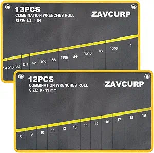 2PCS Wrench Roll Up Pouch, Wrench Organizer Roll, Canvas Tool Roll Up Bag