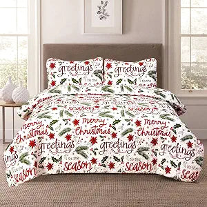 Christmas Cheer 3-Piece Full/Queen Quilted Bedding Set
