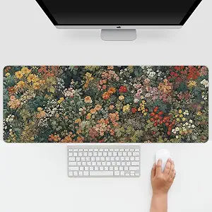 Boho Floral Large Mouse Pad for Women Non-Slip 31.5x11.8 in