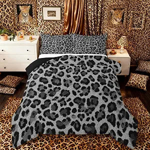 jejeloiu Cheetah Print Comforter Set Queen Size Bedding Set