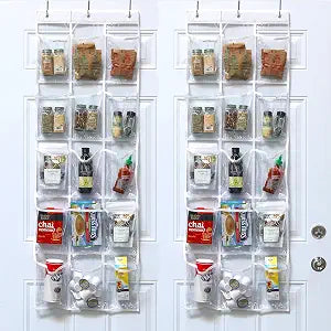 Simple Houseware 15 Pockets Clear Over the Door Pantry Organizer, 2 Pack