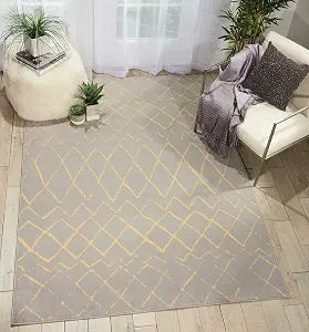 Nourison Home Grafix Grey 5'3" x 7'3" Area Rug - Easy Clean, Non Shedding, Bed Room, Living Room, Dining Room, Kitchen (5' x 7')