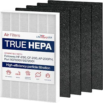 AP-230PH Replacement Filter Set 1 HEPA + 4 Carbon Pre-FiltersCompatible with Fellowes HF-230, CF-230, AP-230PH, Part 9370001/9372001 Air Purifiers by LifeSupplyUSA