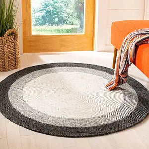 SAFAVIEH Braided Round Rug 3', Wool Grey & Ivory BRD903A