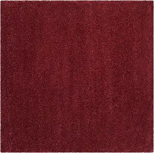 SAFAVIEH Santa Monica Shag Collection Accent Rug - 3' Square, Maroon, Non-Shedding & Easy Care, 2-inch Thick, Ideal for The Living Room, Dining Room, Bedroom (SGN725-4242-3SQ)