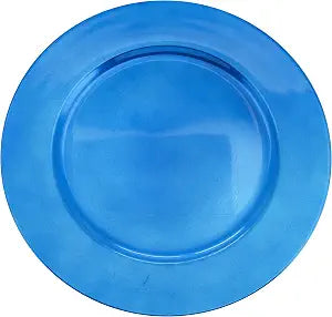 SARO LIFESTYLE Decorative Charger Plates, 13 Round Plastic Charger Plates, Set of 4 Elegant Table Dcor for Events, Weddings & Home Dining, Cobalt Blue