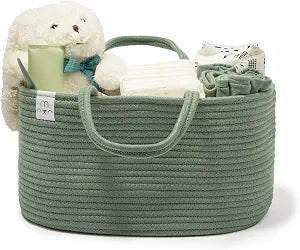 Natemia Diaper Caddy Organizer - Large, Lily Pad - Portable Rope Handles For Car Organizer - Three Compartments for Storage - Versatile Gift Bag For Baby Shower & Registry