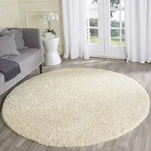 SAFAVIEH Laguna Shag Collection Area Rug - 3' Round, Beige, Solid Design, Non-Shedding & Easy Care, 2-inch Thick, Ideal for the Living Room, Dining, Bedroom (SGL303B)