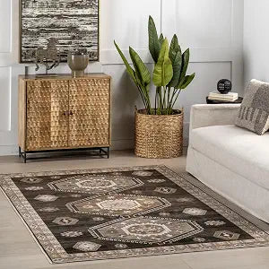 nuLOOM Anette Dark Brown Medallion Washable Area Rug, 6' x 9'