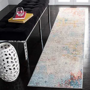 SAFAVIEH Tulum Collection Runner Rug - 2' x 11', Ivory & Pink, Modern Abstract Design, Non-Shedding & Easy to Clean, Ideal for Living Room, Hallway, Foyer, Entryway, Bedroom (TUL207A)
