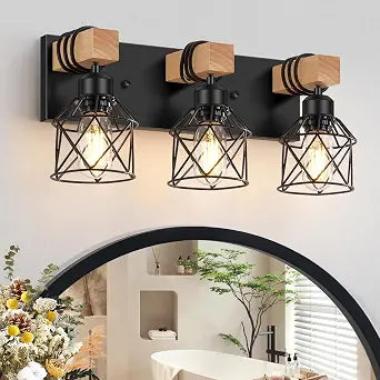 FadimiKoo 3-Light Bathroom Vanity Lights, Farmhouse Bathroom Light Fixtures