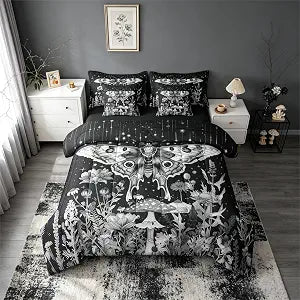 Erosebridal Lotus Daisy Stars 7 Piece Bedding Set Twin Moth Mushroom
