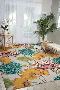 Nourison Home Fantasy Ivory 1'9" x 2'9" Area Rug - Easy Clean, Non Shedding, Bed Room, Living Room, Dining Room, Kitchen (2' x 3')