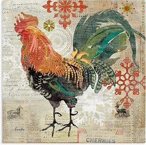 Stupell Industries Rooster Farmhouse Collage, 17 x 17 Inch Canvas Wall Art