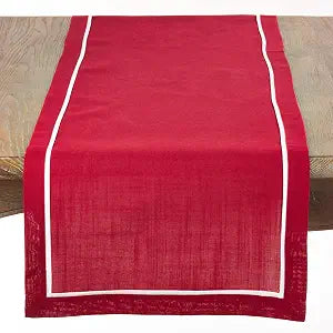 SARO LIFESTYLE Classic Border Design Table Runner, Red, 16"x70"