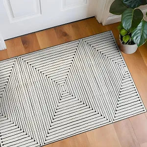 Rugshop Bohemian Stripes Marbella Non-Slip Washable Area Rug Ivory 2' x 4'