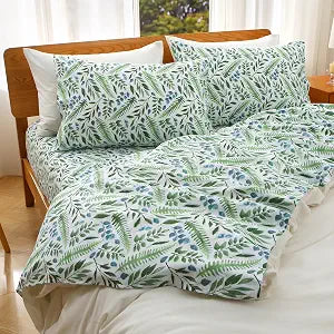 Viviland Queen Bed Sheet Set - 4 Piece Double Brushed Microfiber Bedding - Deep Pocket Up to 15", Ultra Soft, Breathable & Wrinkle Resistant Skin-Friendly Cooling Sheets for Adult - Verdant Breath(Q)