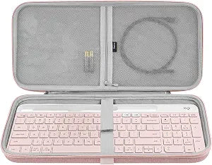 Geekria Keyboard Carrying Case, Compatible with Logitech MK470 Slim / K585 / K580 Keyboard and Mouse Combo, Hard Shell Protective Travel Bag (Pink)