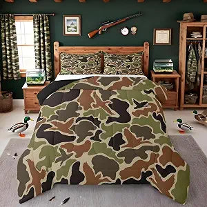 Feelyou Duck Camouflage Hunting Comforter Set Twin Size Kids Boys Bedding