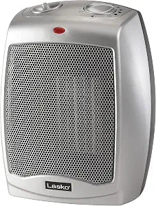 Lasko 9" Tabletop Ceramic Space Heater with Thermostat - Silver - 754200