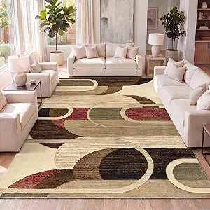 JONATHAN Y Abstract Arches Cream/Brown/Red Indoor Area Rug 3X5 ft, Tamara Retro for Living Room, Bedroom, Kitchen, Office, Easy-Cleaning, High Traffic, Pet-Friendly, Non-Shedding UNQ102A-3