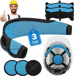 3 Set Hard Hat Sweatbands and Top Pads Kit,Blue Hard Hat Liner Accessories