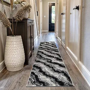 Rugshop Modern Contrast Runner Rug for Entryway, Hallway Black 2' 3" x 8'