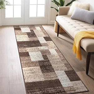 Rugshop Distressed Boxes Contemporary Soft Runner Rug Brown 2' x 7'