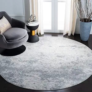 SAFAVIEH Brentwood Collection Area Rug - 3' Round, Grey & Ivory, Modern Abstract Design, Non-Shedding & Easy Care, Ideal for High Traffic Areas in Living Room, Bedroom (BNT822H)