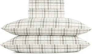 Lodge & Linen Flannel Sheets Full Size Rich Cotton -High GSM Flannel Bed Sheet Deep Pockets - Warm & Cozy Flannel Sheet Set for All Seasons