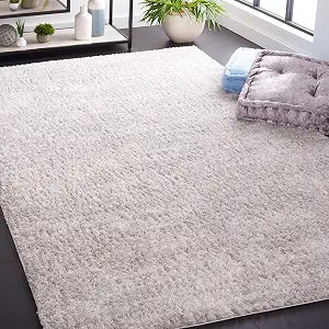 SAFAVIEH Berber Shag Collection Accent Rug - 3' x 5', Grey & Ivory, Modern Design, Non-Shedding & Easy Care, 1.2-inch Thick, Ideal for The Living Room, Bedroom, Dining Room (BER563G-3)