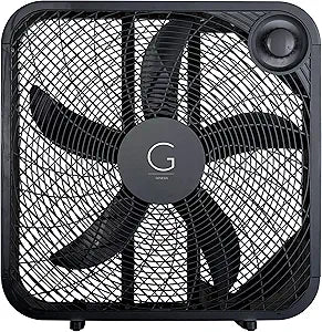Genesis 20" Box Fan, 3 Settings, Max Cooling Technology, Carry Handle, Black (G20BOX-BLK)