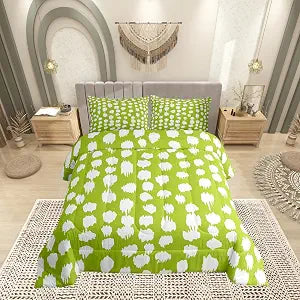 Erosebridal Lime Green Comforter Set Abstract Polka Dots Bedding Set Queen