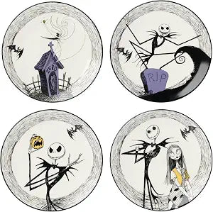 Lenox Nightmare Before Christmas Halloween Accent Plates, Appetizer Set