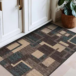 Rugshop Contemporary Power Loomed Geometric Area Rug Non-Slip Blue 2' x 4'