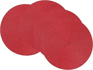 Now Designs Disko Round Placemats, Chili, Set of 4, 15 inches