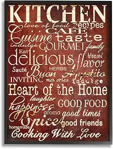 Stupell Industries Words in the Kitchen, Off Red Black Framed Wall Art, 16 x 20, Multi-Color