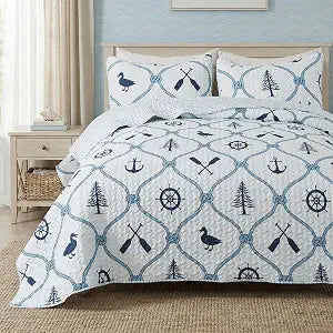 Soul & Lane - Lake House Quilt Set, Nautical Bedding, Twin with 1 Sham