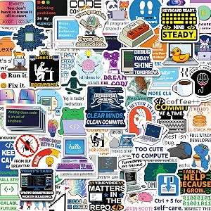 200PCS Programming Stickers, Coding Vinyl Decals