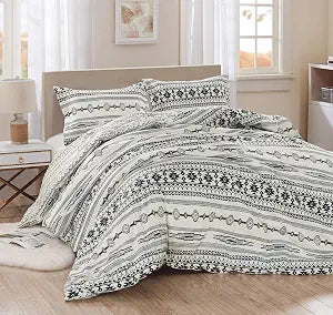 Chezmoi Collection Colby 3-Piece Southwestern Tribal Lodge Comforter Set, King 108"x96" - Ivory Navy Brown Red Printed Microfiber Lightweight Reversible Bedding Set, 1 Comforter + 2 Pillow Shams