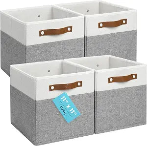 OrganiHaus 11x11 Cube Storage Bins, Set of 4 - Fabric Storage Cubes